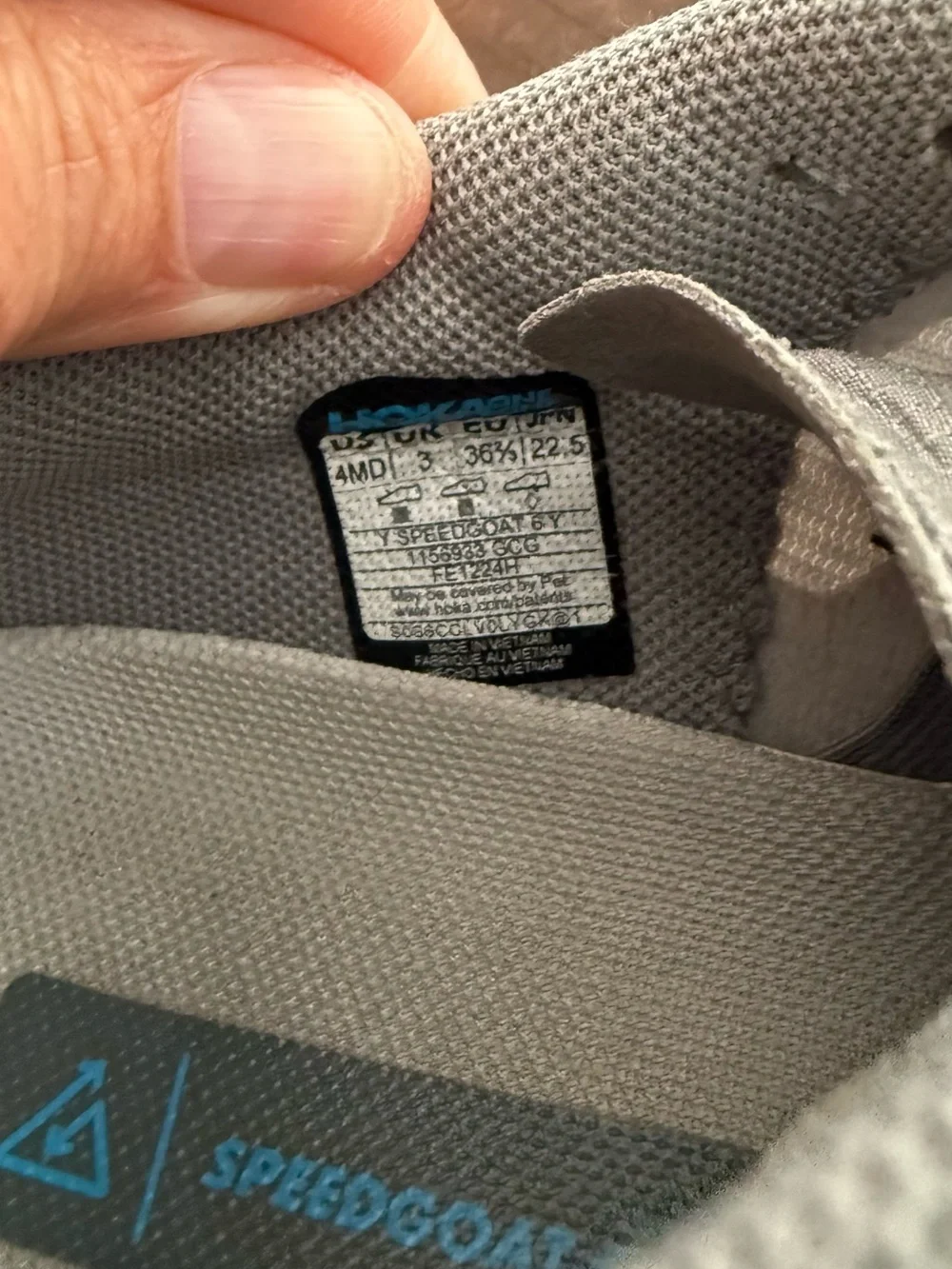 Hoka One One Kids Gray Sneakers with Blue Logo